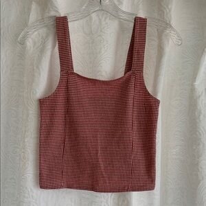 American Eagle Outfitters Mauve Houndstooth Square-Neck Tank